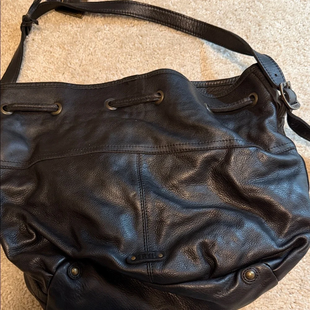 Frye Black Leather Bag with Gold Studs - Picture 4 of 12